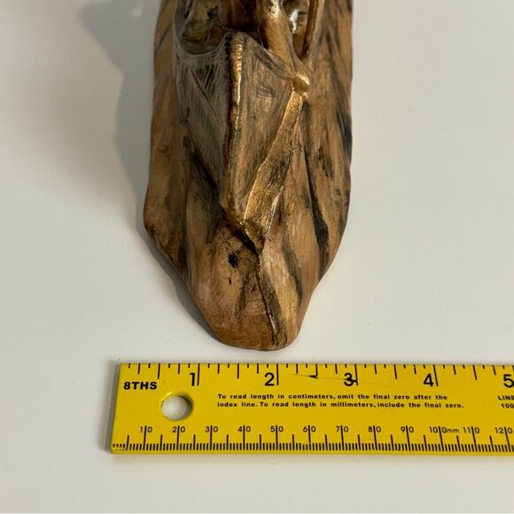 Vintage Handmade Ceramic Bisque Native American Indian Painted Canoe Figurine - Picture 8 of 9